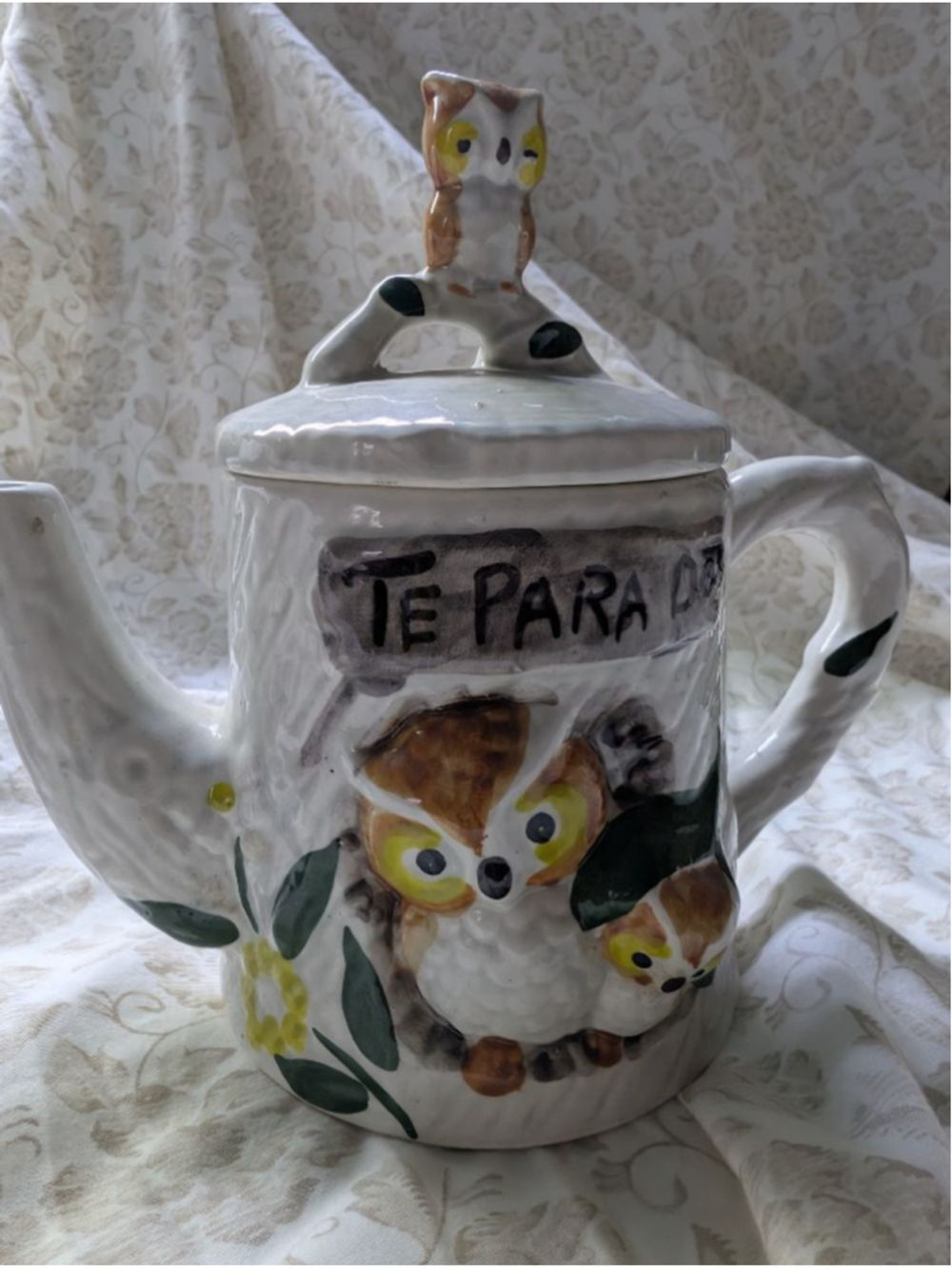 Vintage Owl Ceramic Teapot decor country